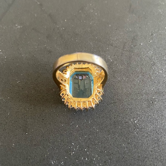 Cocktail ring, aqua marine and simulated diamonds - Picture 3 of 3